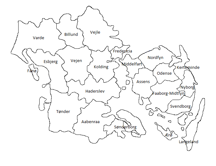 Kort over Syddanmarks kommuner